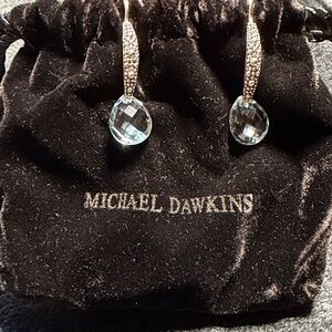 NEW Michael Dawkins Starry Night Sterling Silver 6.50ct Blue Topaz Earrings NIB